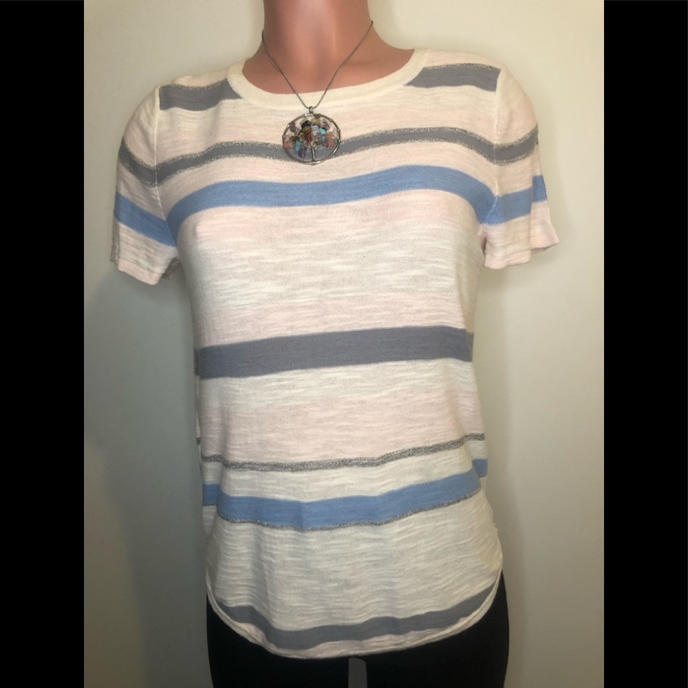 The Loft Short Sleeve Striped Sweater